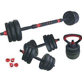 ASG vægtsæt med runde skiver 20 kg - sort/rød