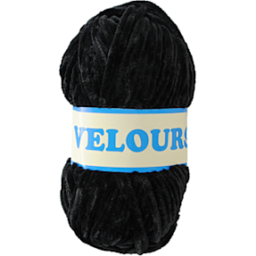 Velour garn 100g - Sort 001