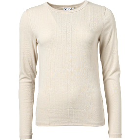 VRS dame pointelle top str. S - beige