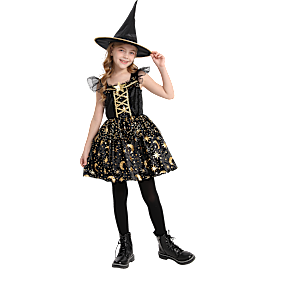 Halloween heks kostume str. 140