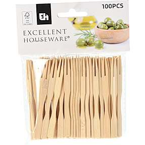 Cocktail gaffel 100-pak - træ