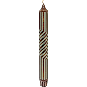 Kronelys 2,2x24 cm - brun med mønster