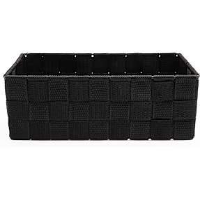 Fletkurv i rattan 24x12 cm - sort