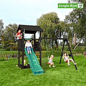 Jungle Gym Casa legetårn med mørkegrøn rutsjebane