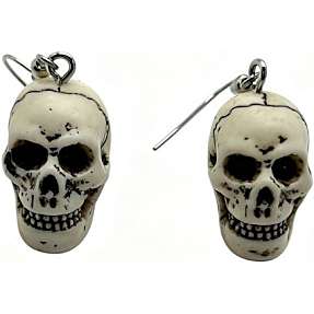 CBYH dame halloween ørering med kranie - hvid