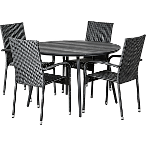 EGEHOLM NONWOOD HAVEBORD OG 4 MALLORCA HAVESTOLE - SORT