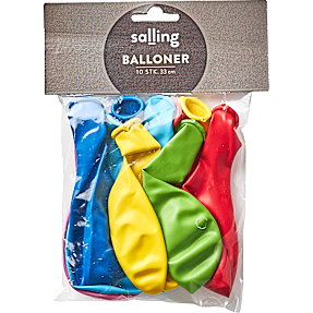 Salling latexballoner Ø:33 cm 10-pak - multifarvet
