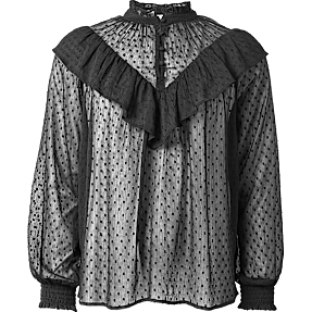 VRS dame transparent bluse med flæser str. S - sort