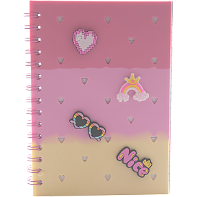 Danpen Junior Notesbog med Charms - pink/gul