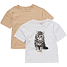 VRS børne 2-pak T-shirt str. 134/140 - hvid/beige