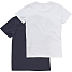 VRS børne 2-pak T-shirt str. 122/128 - blå/hvid