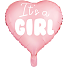 Folieballon "It's a girl" 45 cm - lyserød