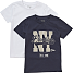 VRS børne 2-pak T-shirt str. 122/128 - blå/hvid