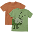 VRS børne 2-pak T-shirt str. 122/128 - grøn/orange