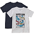 VRS børne 2-pak T-shirt str. 134/140 - hvid/blå
