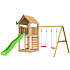 Jungle Gym Cabin 2.1 legetårn inkl. gyngemodul, rutsjebane og 120 kg sand