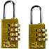 Hængelås med kode 2 stk - messing