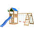 Jungle Gym Lodge 2.1 legetårn inkl. Climb Module og blå rutsjebane