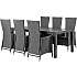 Canberra havemøbelsæt med 6 Wells stole 275 cm - sort