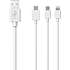 Sinox 3-i-1 kabel med Lightning USB C og Micro USB 1 meter - hvid 