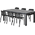 Canberra udtræks-havebord m. 6 Lindholdt stole - sort