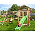 Jungle Gym Chalet 2.1 legetårn komplet inkl. gyngemodul og 120 kg sand + grøn rutsjebane