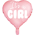 Folieballon "It's a girl" 45 cm - lyserød