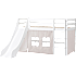 Spiloppe halvhøj seng med rutsjebane 70x160 cm - hvid og beige