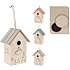 Fuglehus i træ 21,5 cm - flere varianter - assorteret