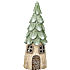 Julefigur som træhus med LED lys H: 36 cm - grøn