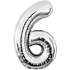 Folieballon "6" 86 cm - Sølv