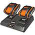 Worx Batteri sæt 2 x 2.0ah + dobbeltlader 2a