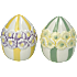 Keramikæg med blomster og striber 8,7 cm - flere varianter - assorteret
