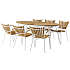 Kerteminde 180x90 teak havemøbelsæt med 6 stole - Teak/Hvid