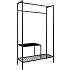 Vita garderobestativ med 2 hylder - sort