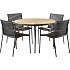 Kerteminde teak bord Ø110cm, antracit stel med 4 Mood stole