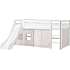 Spiloppe halvhøj seng med rutsjebane 90x200 cm - hvid og beige