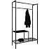 Vita garderobestativ med 2 hylder - sort
