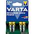 Varta Recharge Accu Power 4-pak AAA 1000mAh genopladelige batterier