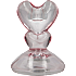 Lysestage i glas 10 cm - pink hjerter