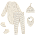 Tiny One 5-dele med body, leggings, hue, savlesmæk og futter str. 86 - beige