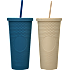 Tumbler med låg og sugerør - 710 ml - flere varianter - assorteret