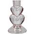 Lysestage i glas 12,5 cm - pink hjerter