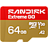 SanDisk MicroSD Extreme GO hukommelseskort - 64GB