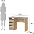 Function Plus skrivebord med 3 skuffer - trælook