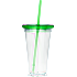 Tumbler med låg og sugerør - 450 ml - flere varianter - assorteret