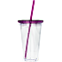 Tumbler med låg og sugerør - 450 ml - flere varianter - assorteret