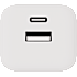 X2O 35W dobbelt hjemmeladersæt USB-C/A med 1,2 m kabel GaN - Hvid