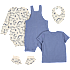 Tiny One 5-dele med T-shirt, body, smækbukser, savlesmæk og futter str. 80 - blå