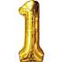 Salling tal folieballon nr. 1, H: 86 cm - Guld